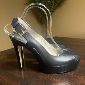 Michael Kors Black Leather Slingback Heels